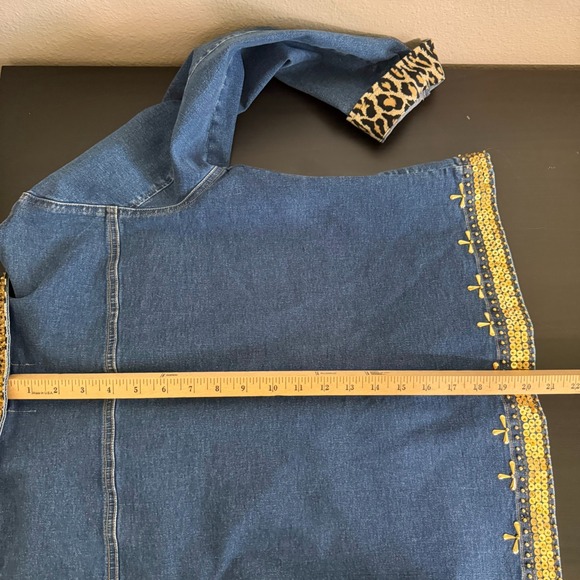Vintage Gabby D Studded Leopard Western Jacket Women's Medium Blue Denim‎ Sequin - Picture 11 of 11